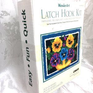 Caron Wonder Art Rug Latch Hook Kit Pot Of Pansies # 4294